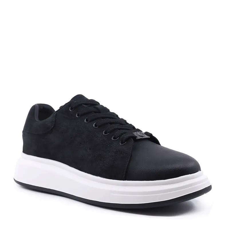 Sneakers ușori bărbați negri din piele nabuk 3851BP312NN — imaginea 2