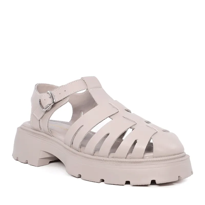 Sandale închise în față femei taupe din piele 1277DS6456TA — imaginea 2