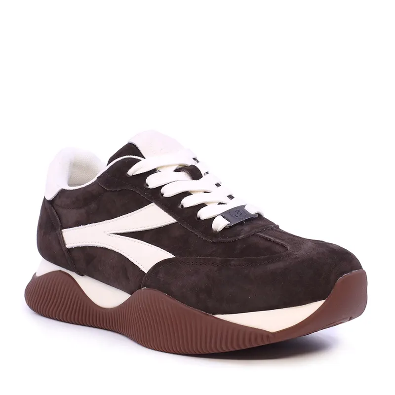 Sneakers femei maro din piele 3742DP307VM — imaginea 2