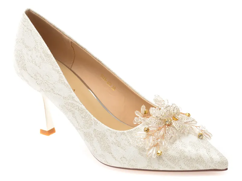 Pantofi eleganti EPICA albi, 1314178, din piele ecologica
