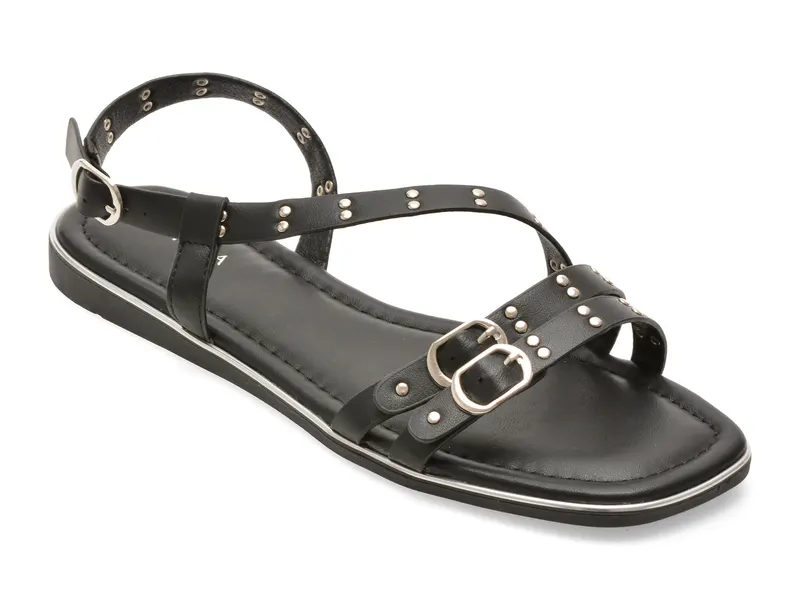 Sandale EPICA negre, 9211, din piele ecologica