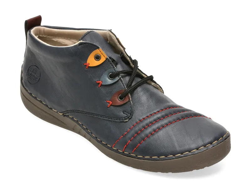 Ghete RIEKER bleumarin, 52509, din piele ecologica