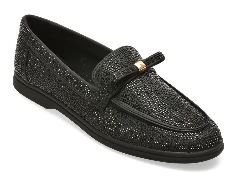 Mocasini negri, ELIZIE 007, din piele ecologica