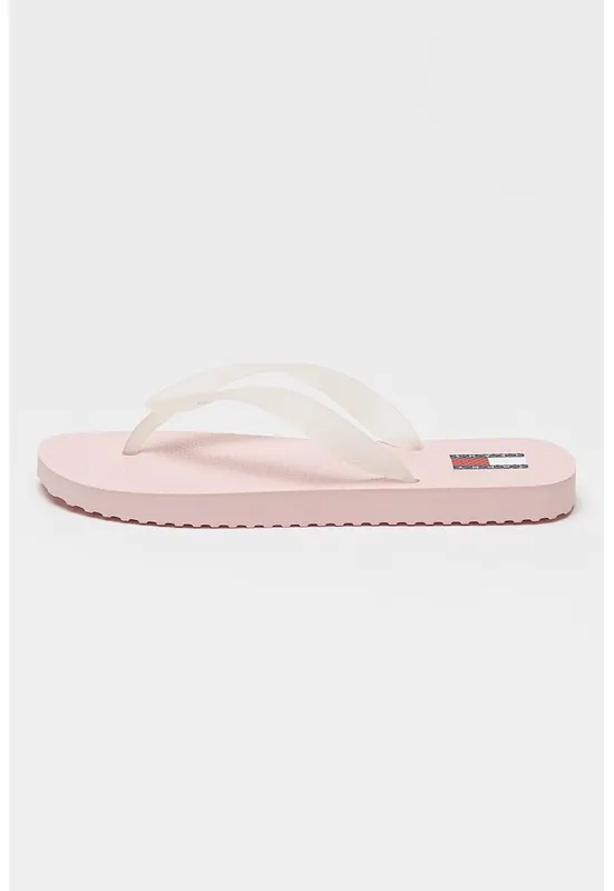 Papuci flip-flop cu logo - Roz/Transparent