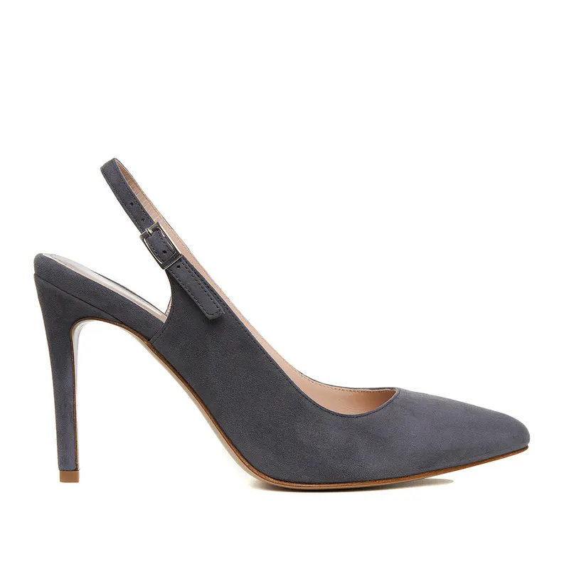 Pantofi Decupati Alice Piele Intoarsa, Gri