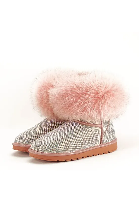 Ghete roz din piele naturala cu pietricele Barbie 112 9179 - Roz