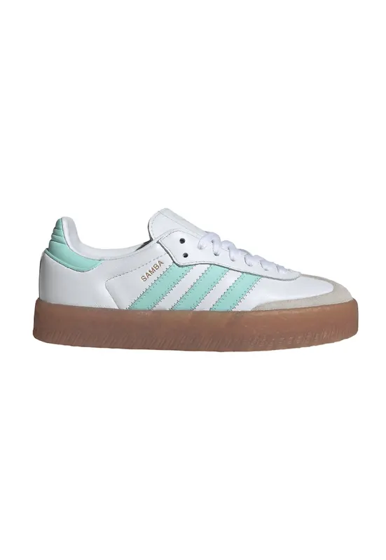 Pantofi sport de piele cu talpa plata Sambae - Alb/Verde menta