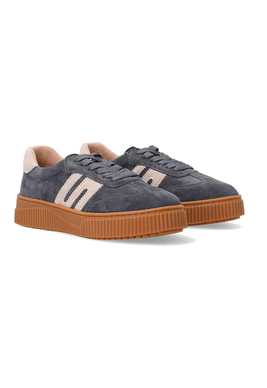 Pantofi sport din piele intoarsa cu insertii contrastante - Gri