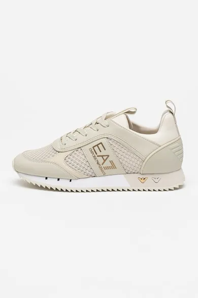Pantofi sport cu insertii din plasa - Alb/Gri deschis/Argintiu