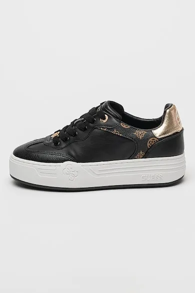 Pantofi sport din piele ecologica cu model logo - Negru