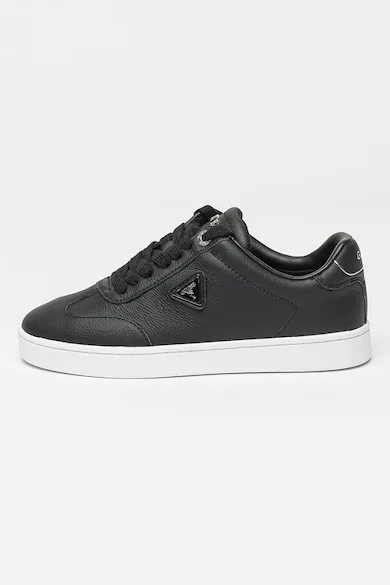 Pantofi sport de piele cu siret - Negru/Argintiu