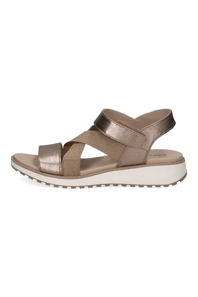 Sandale wedge cu velcro - Bronz