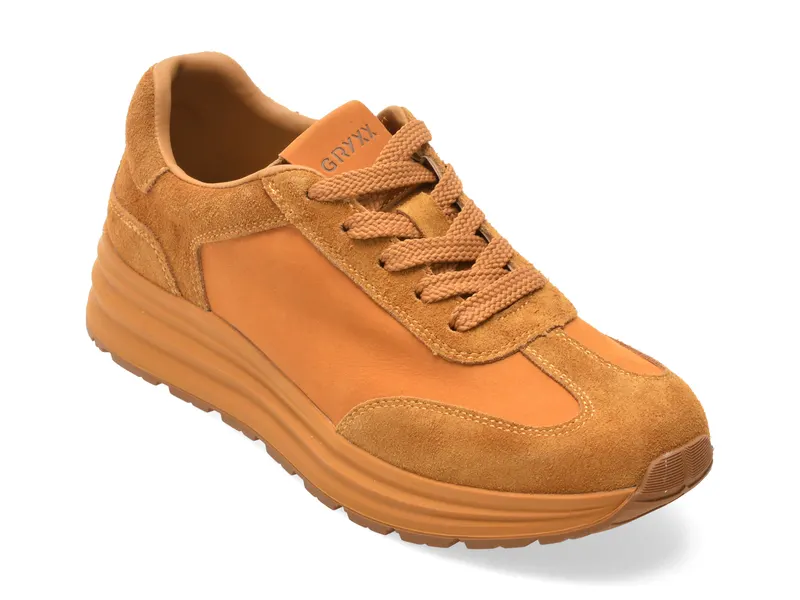 Pantofi sport galbeni, 80108, din piele naturala