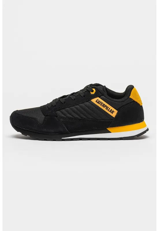 Pantofi sport din piele intoarsa si material textil cu logo - Negru/Portocaliu