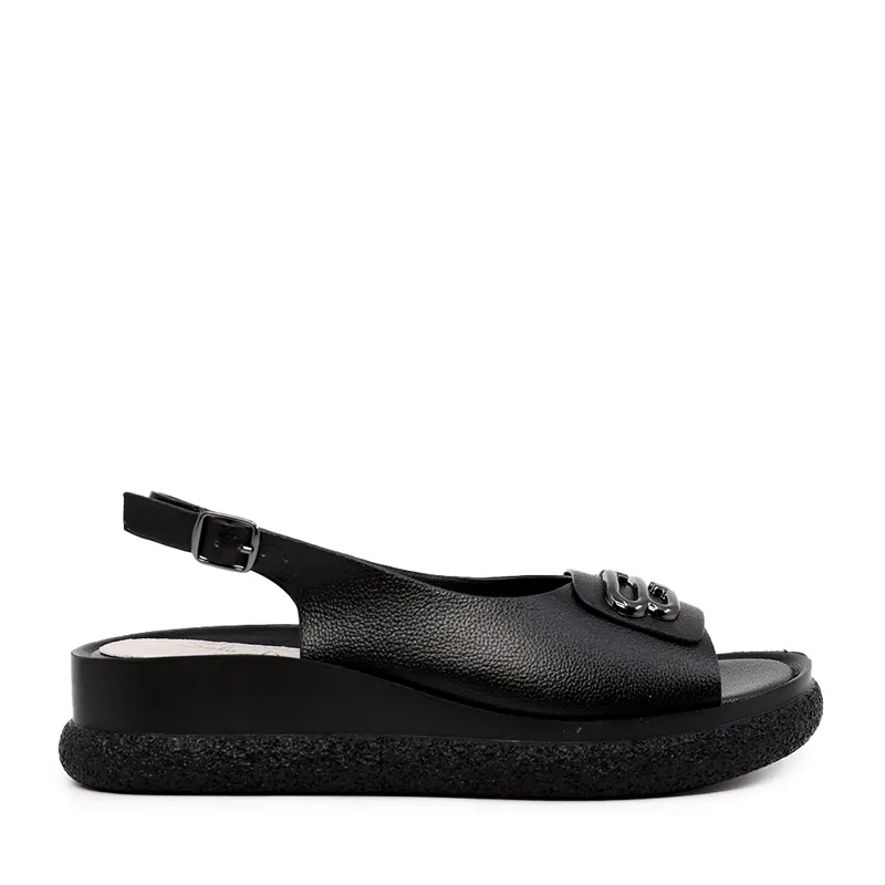 Sandale femei Solo Donna negre cu accesoriu frontal 1169DS1810N