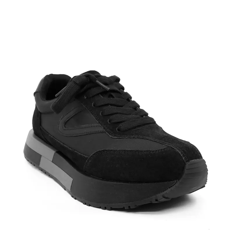 Sneakers femei negri din piele întoarsă și textil 1991DP0470VN — imaginea 2