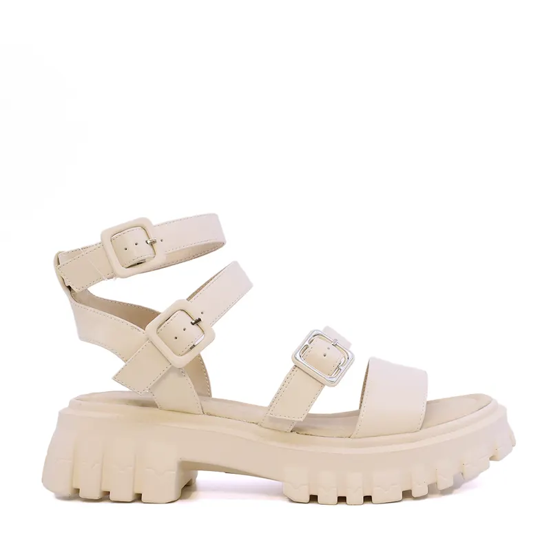 Sandale chunky femei Enzo Bertini bej din piele 1391DS9160BE