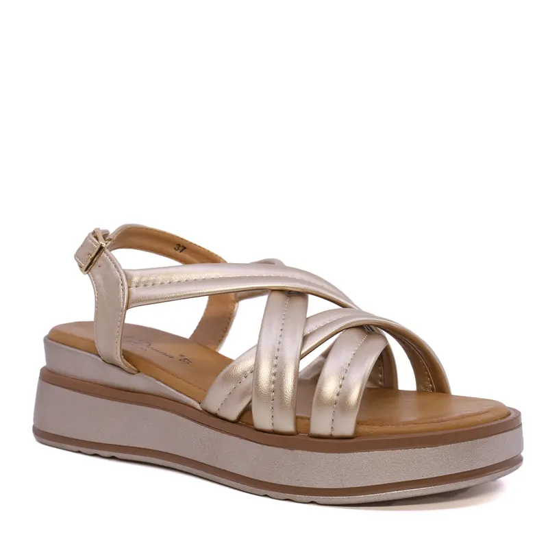 Sandale femei Solo Donna aurii din sintetic cu platformă 2547DS8889AU — imaginea 2