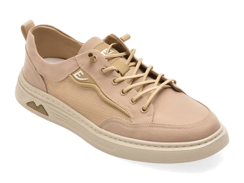 Pantofi sport bej, T9329, din material textil