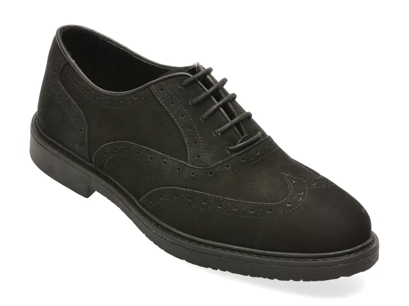 Pantofi eleganti BITE THE BULLET negri, EF88, din nabuc