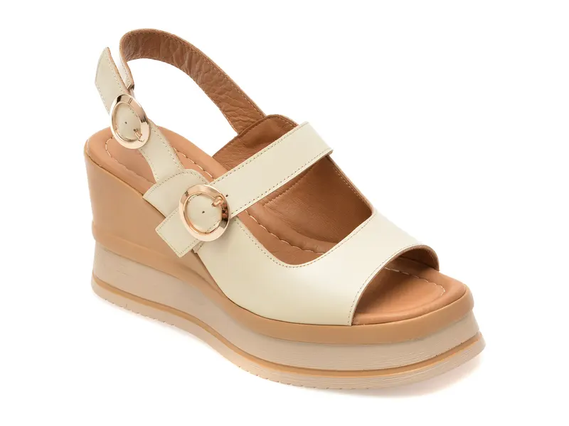 Sandale GOLD DEER bej, 22086, din piele naturala