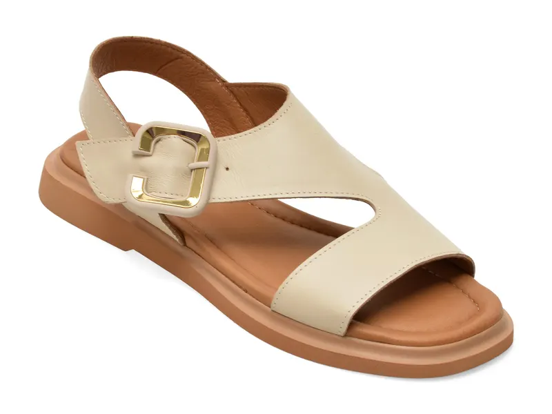 Sandale GOLD DEER bej, 22081, din piele naturala