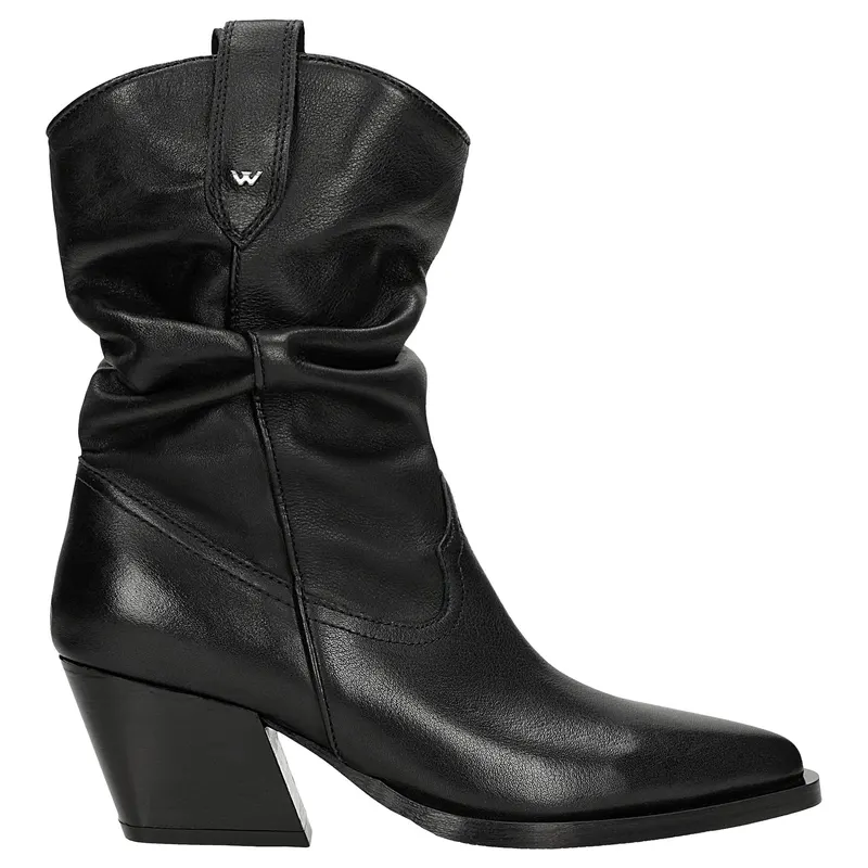 Botine cowboy din piele cu partea superioară volane