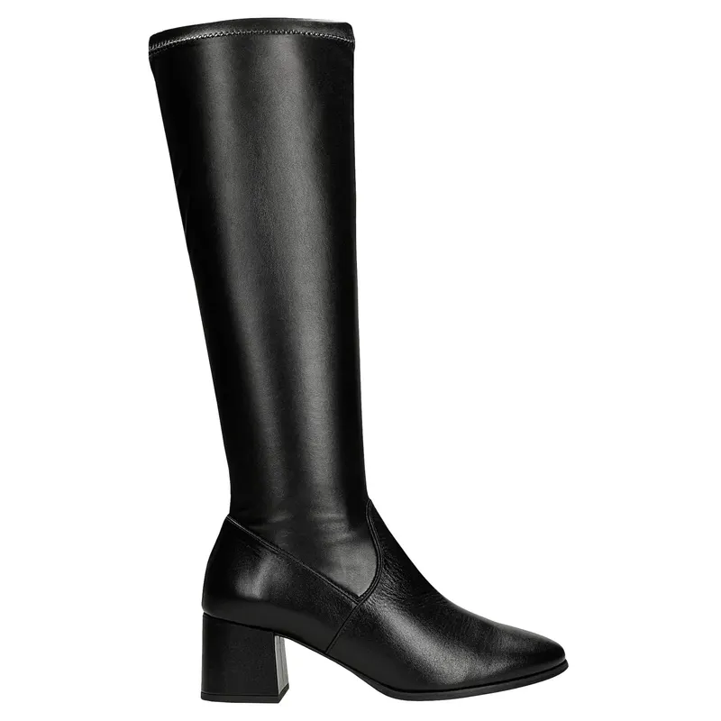Cizme slip-on negre cu partea superioară elastică damă