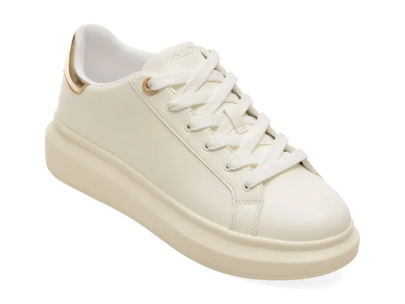 Pantofi sport albi, REIA 110, din piele ecologica