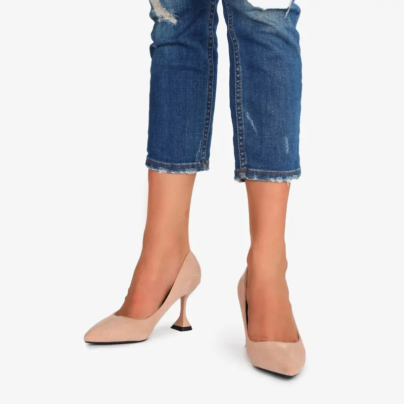 Pantofi Eleganți dama din Piele Ecologică Intoarsa CRL0559 Bej