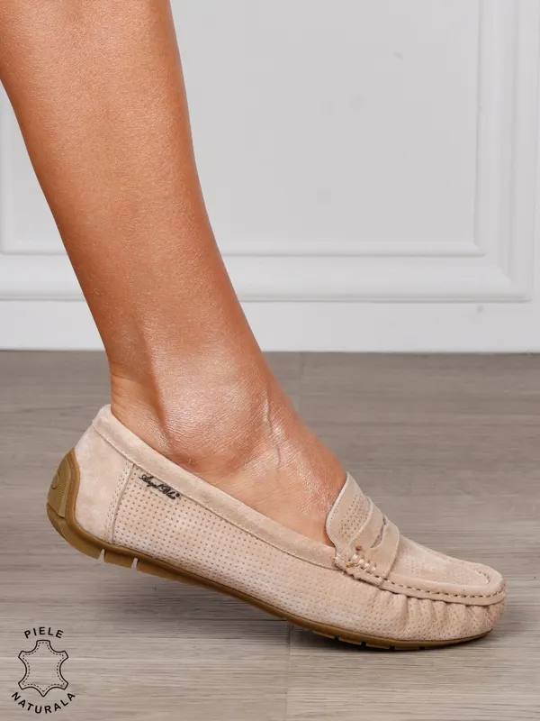MOCASINI damă din piele naturală Intoarsa cu talpa joasa CRL1582