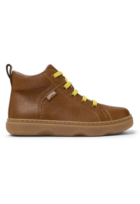 Pantofi sport inalti din piele Kiddo 8519 - Maro scortisoara/Galben pai