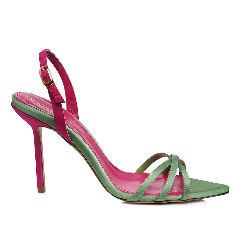 Sandale Capri Satin, Verde Salvie/Fucsia - Premium Collection