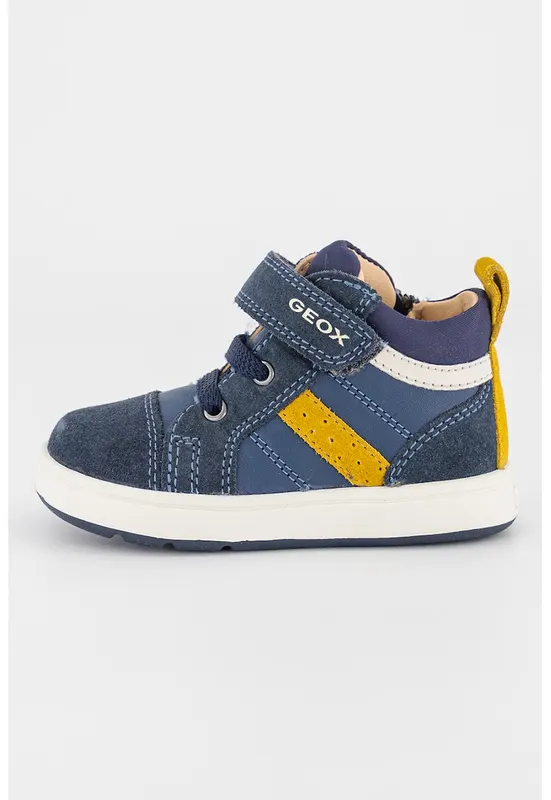 Pantofi sport cu velcro si insertii de piele intoarsa - Bleumarin
