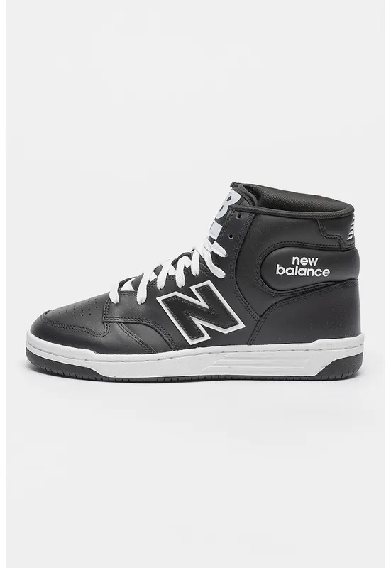 Pantofi sport mid-high din piele cu logo \480 - Alb/Negru