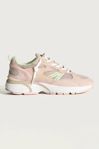 Pantofi sport din piele intoarsa si material textil Dade - Maro taupe/Piersica/Verde menta
