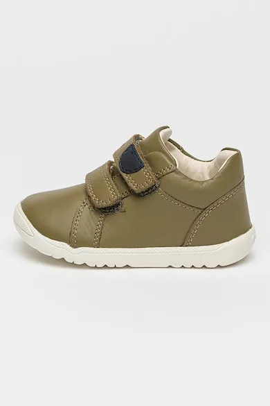 Pantofi sport din piele cu inchidere velcro - Kaki