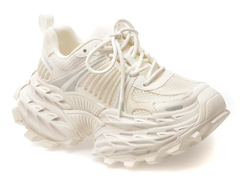 Pantofi sport albi, 8951A, din material textil