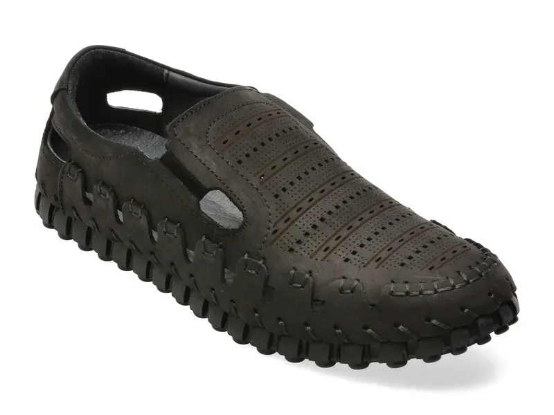 Pantofi negri, 7117812, din piele naturala