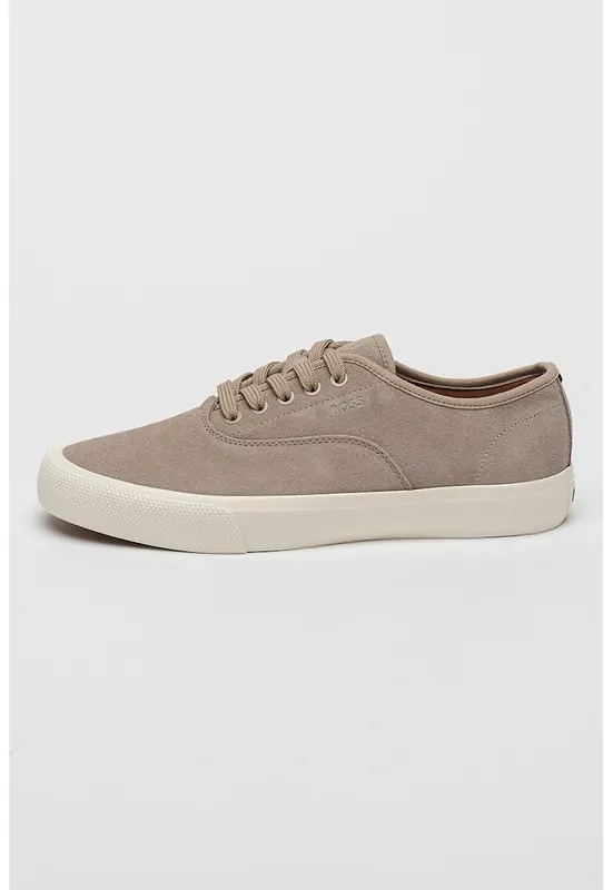 Pantofi sport de piele intoarsa cu sireturi - Bej deschis