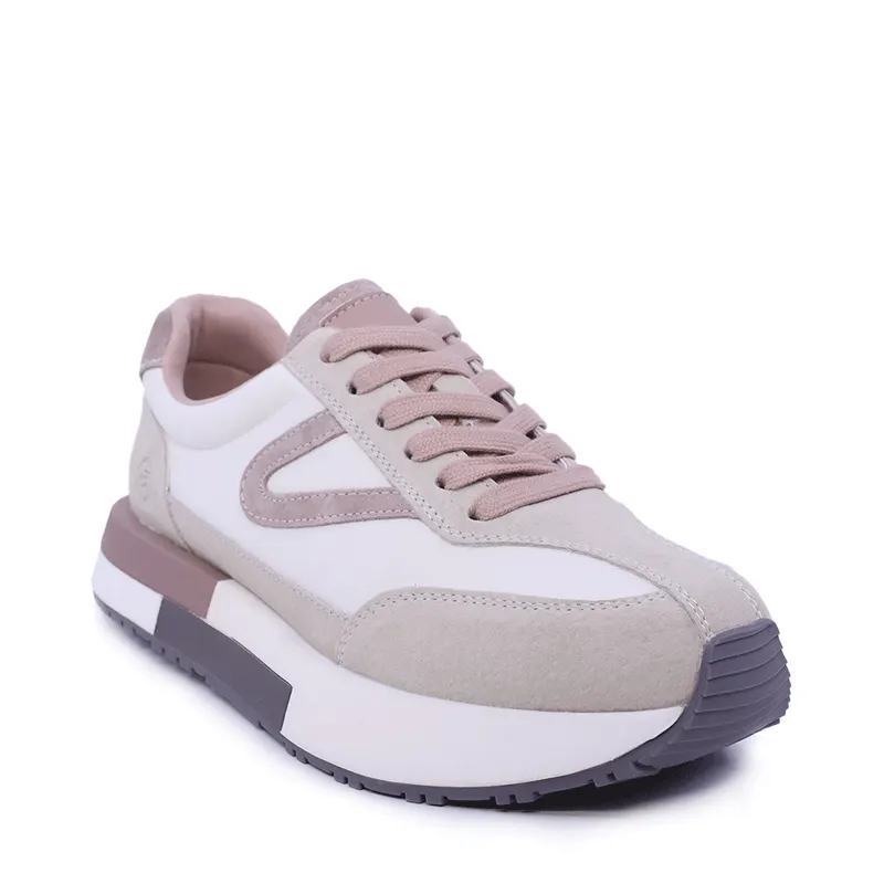 Sneakers femei bej din piele întoarsă și textil 1991DP0470VBE — imaginea 2