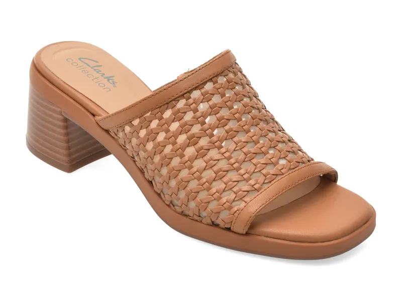 Papuci CLARKS maro, JAYLAN SLIDE, din piele ecologica