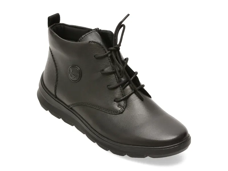 Ghete RIEKER negre, Z0022, din piele naturala