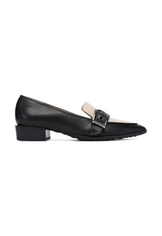 Mocasini cu toc dama - piele naturala - negru