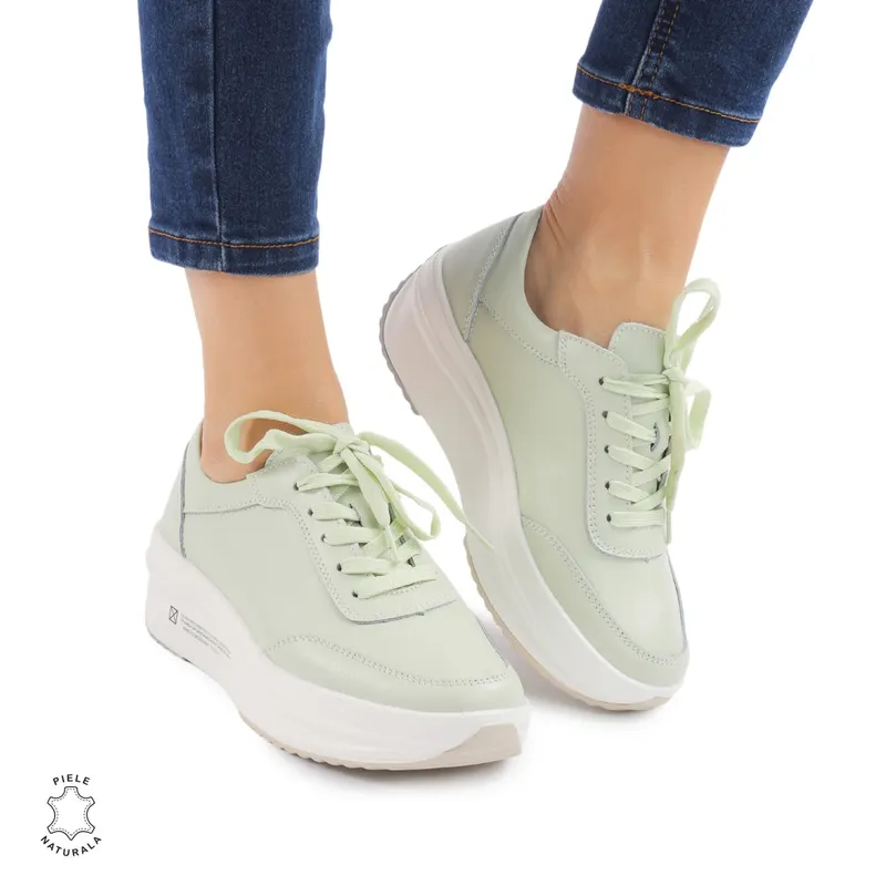 Pantofi casual dama din Piele naturală CRL0058 VERDE