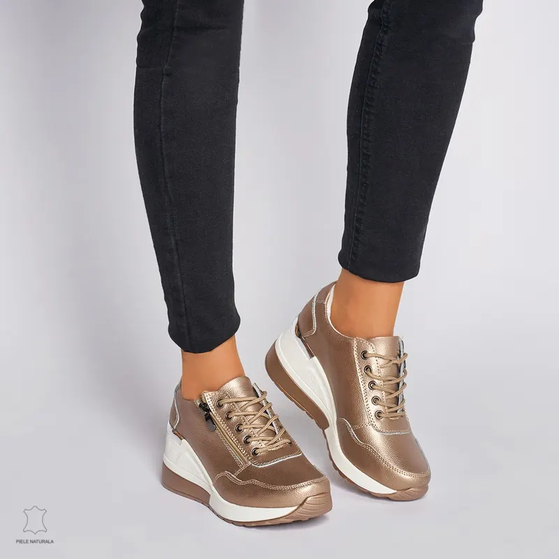 Pantofi Casual dama din Piele Naturala CRL0068 AURIU