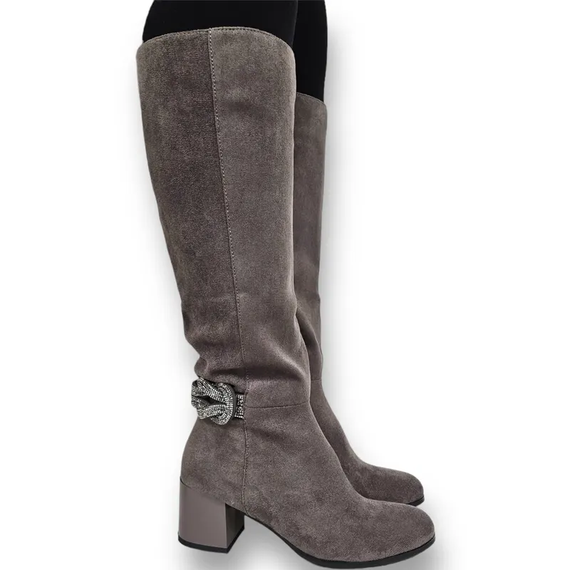 CIZME DAMA din PIELE ECOLOGICA cu FERMOAR CRL0919 CULOARE:KHAKI