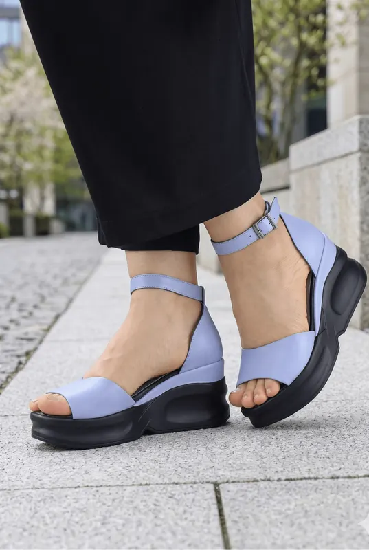 Sandale din Piele Albastra cu Talpa Ortopedica - ZYFY BLU