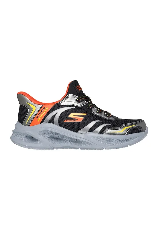 Pantofi sport Meteor slip-ins cu LED-uri - Negru/Portocaliu/Argintiu