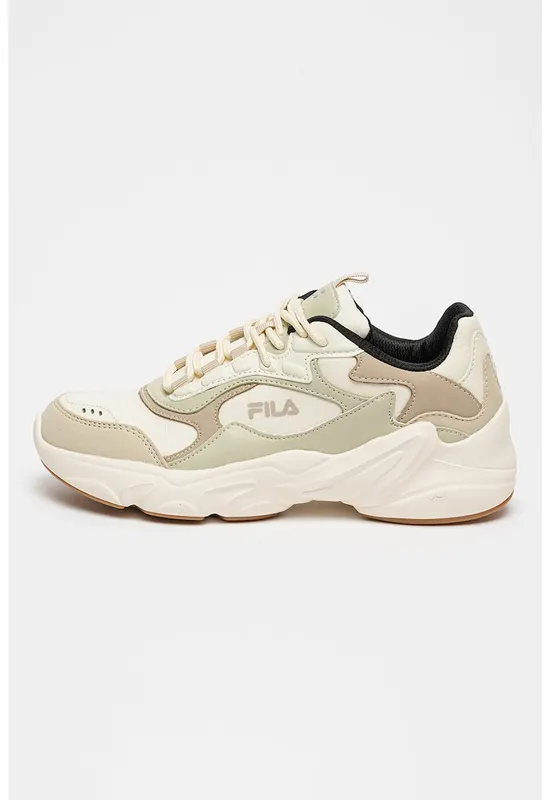 Pantofi sport Collene CB cu garnituri din piele ecologica - Alb/Gri cenusiu